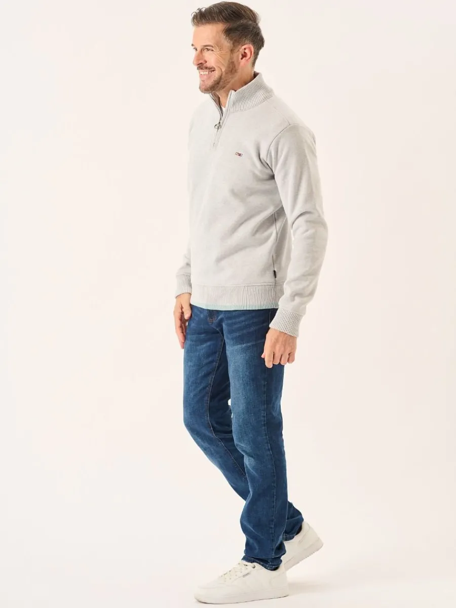 grey_marl_lifestyle_windp_6.webp Quba & Co Grey Marl Lifestyle Windproof Zip Neck Jumper - Koltson Best