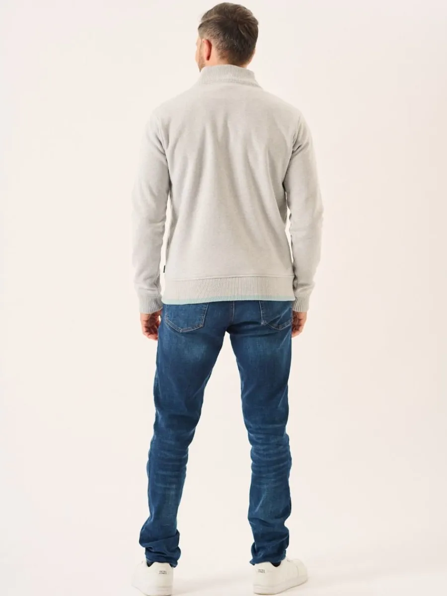 grey_marl_lifestyle_windp_7.webp Quba & Co Grey Marl Lifestyle Windproof Zip Neck Jumper - Koltson Best
