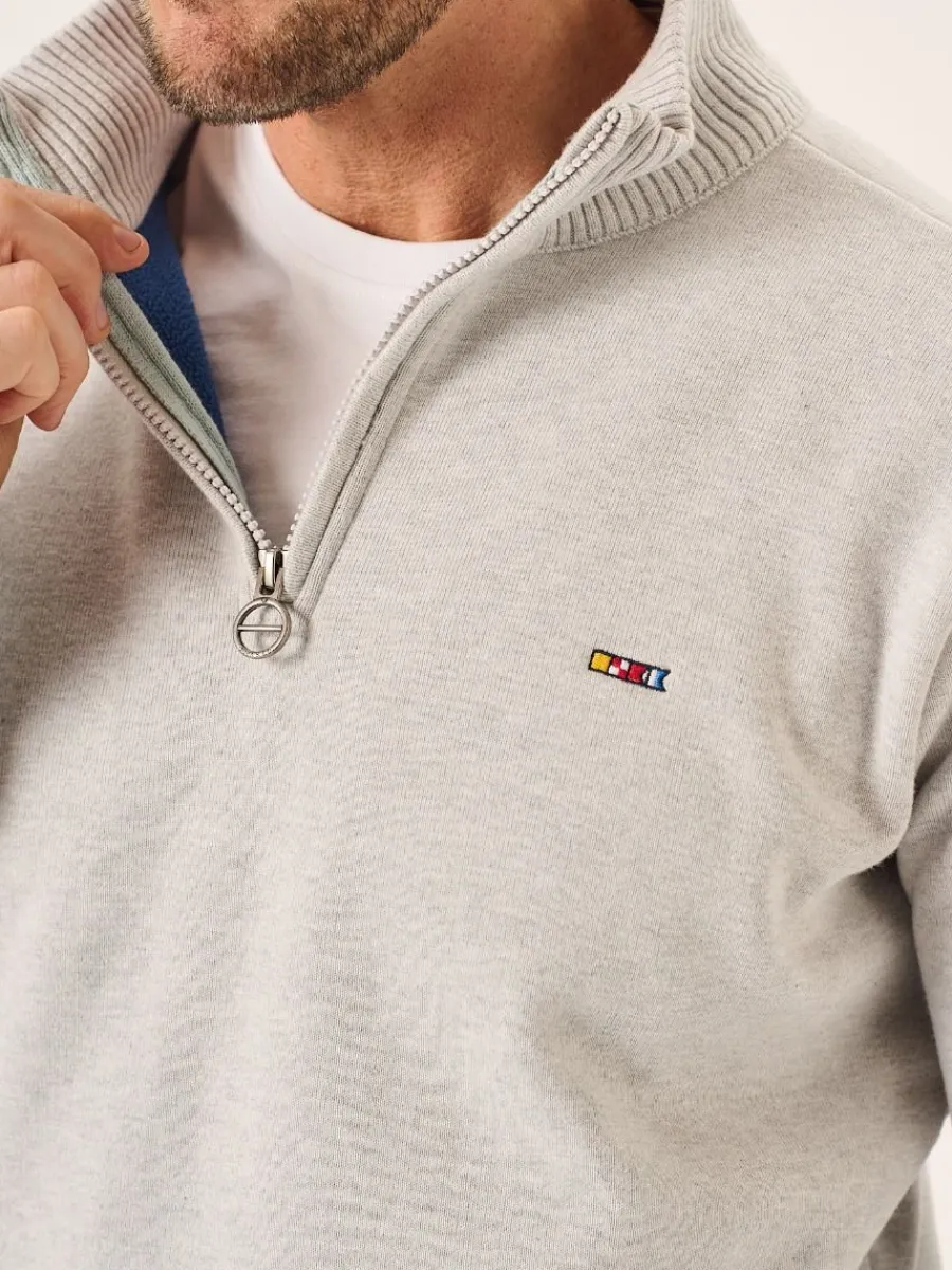 grey_marl_lifestyle_windp_9.webp Quba & Co Grey Marl Lifestyle Windproof Zip Neck Jumper - Koltson Best