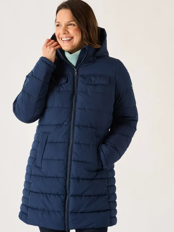 Quba & Co Julyana Microfibre Quilted Coat in Navy Online