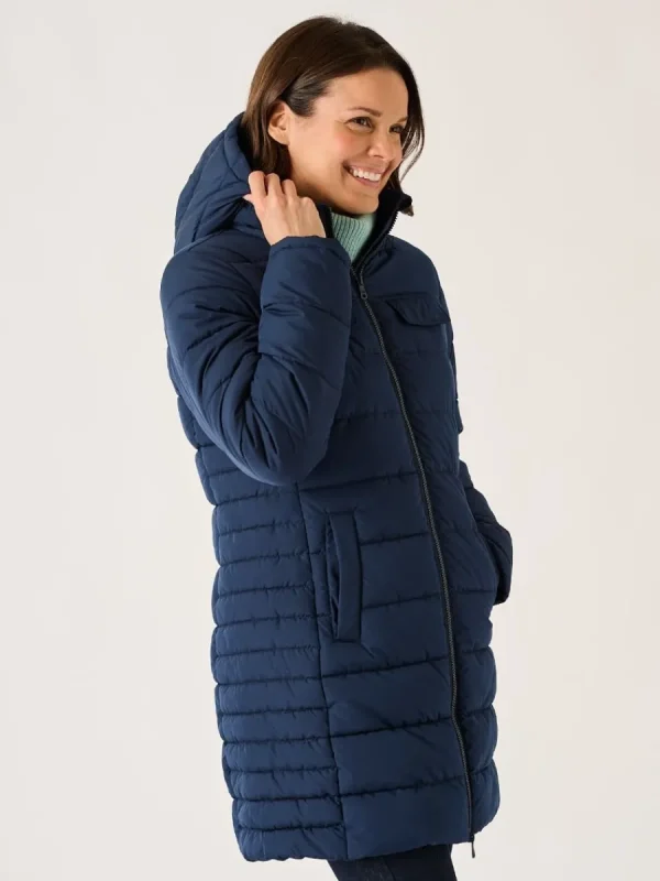 Quba & Co Julyana Microfibre Quilted Coat in Navy Online