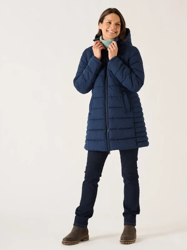 Quba & Co Julyana Microfibre Quilted Coat in Navy Online