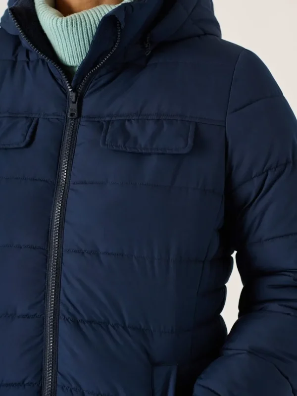 Quba & Co Julyana Microfibre Quilted Coat in Navy Online