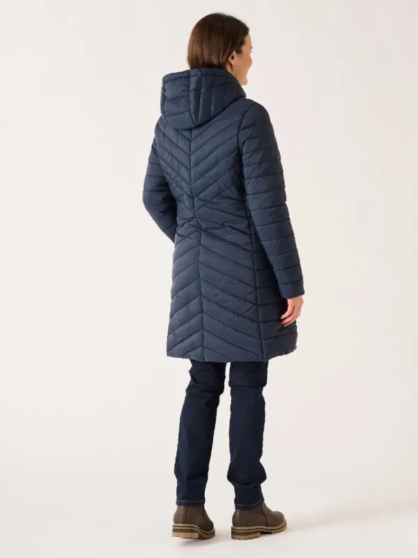 Quba & Co Kallister Longline Puffer Coat in Navy Discount