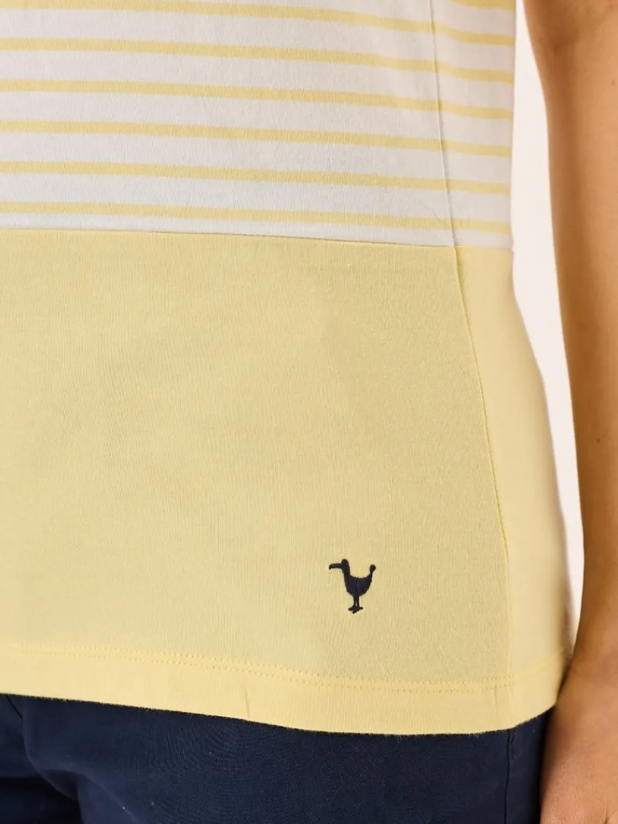 light_yellow_and_white_ca_9.webp Quba & Co Light Yellow And White Cap Sleeve Yarn Dyed Striped T-Shirt - Leoni Discount