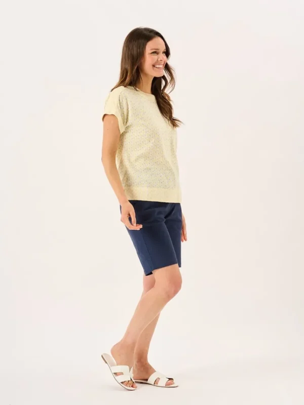 Quba & Co Light Yellow Floral Short Sleeved Overhead Top - Dana Outlet