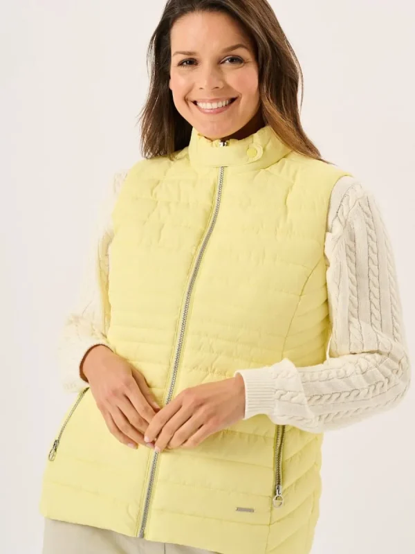 Quba & Co Light Yellow Ladies Quilted Gilet - Darina Discount