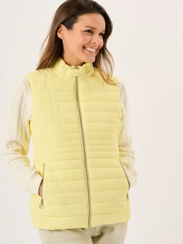Quba & Co Light Yellow Ladies Quilted Gilet - Darina Discount