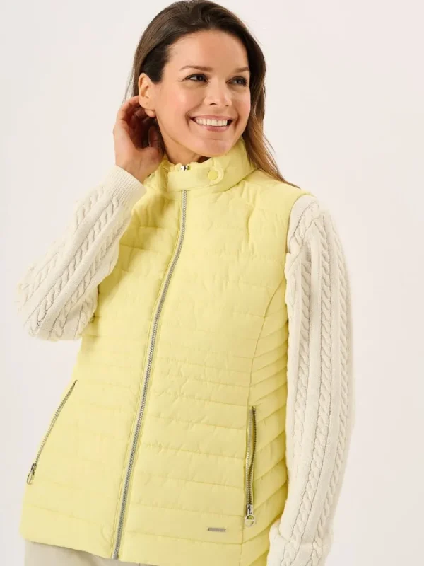 Quba & Co Light Yellow Ladies Quilted Gilet - Darina Discount