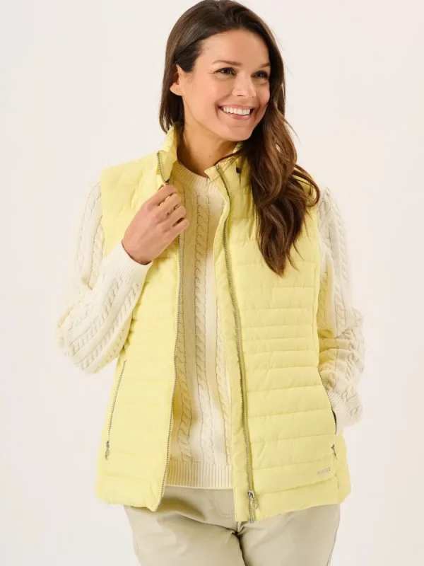 Quba & Co Light Yellow Ladies Quilted Gilet - Darina Discount