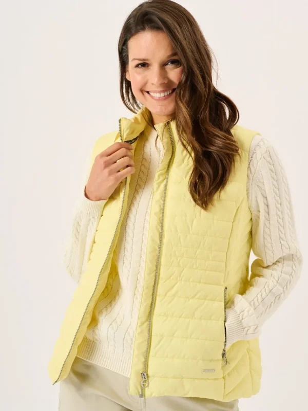 Quba & Co Light Yellow Ladies Quilted Gilet - Darina Discount