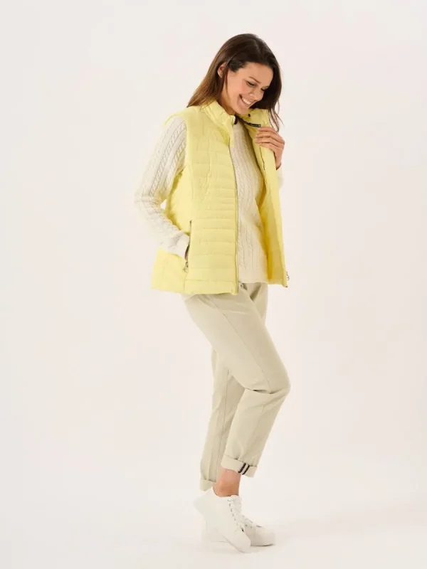 Quba & Co Light Yellow Ladies Quilted Gilet - Darina Discount