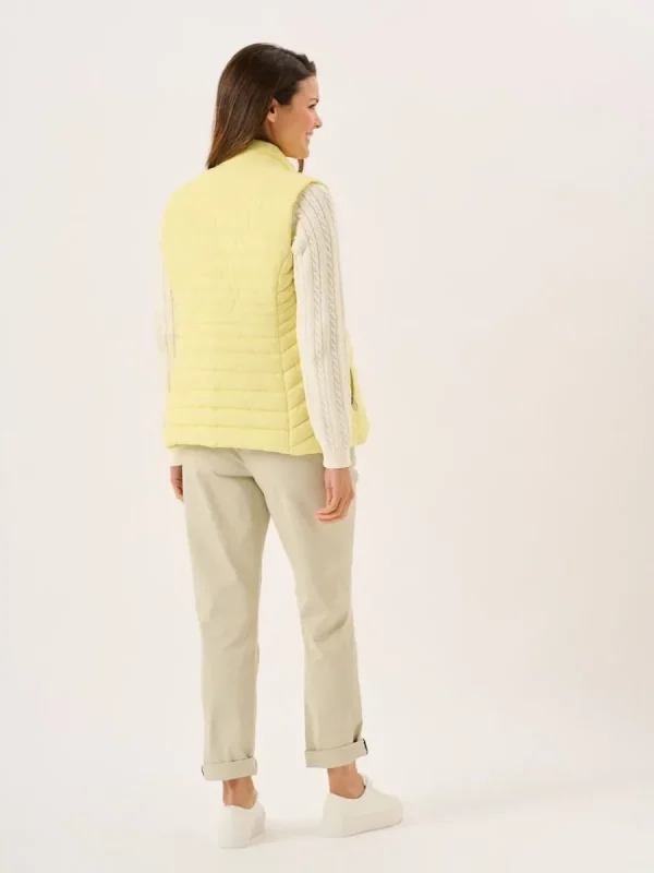 Quba & Co Light Yellow Ladies Quilted Gilet - Darina Discount