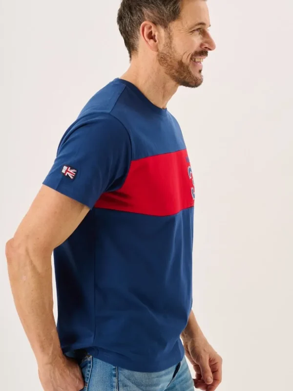 Quba & Co Marine Blue And Red X-Series Colour Block T-Shirt - Dornan New