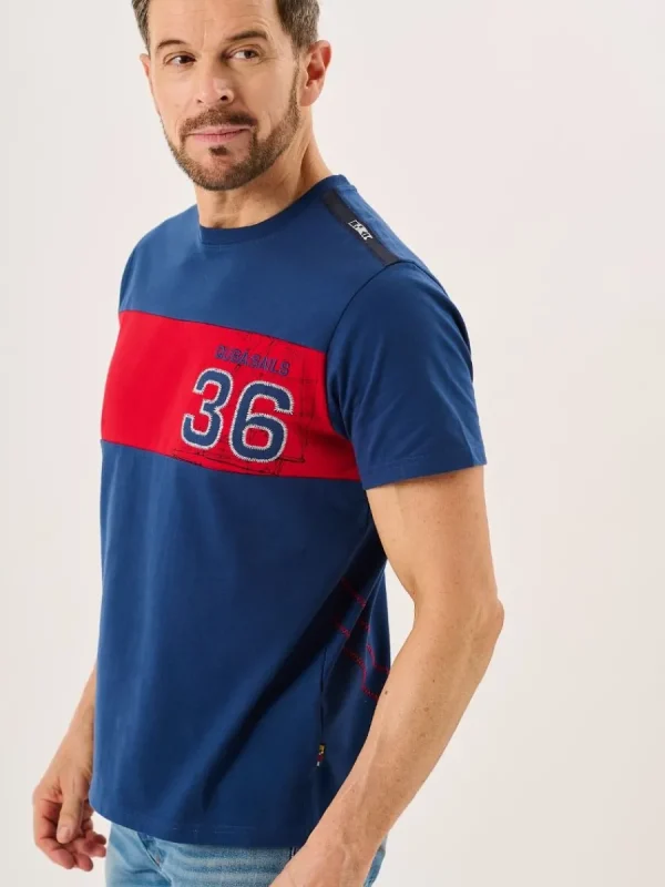 Quba & Co Marine Blue And Red X-Series Colour Block T-Shirt - Dornan New