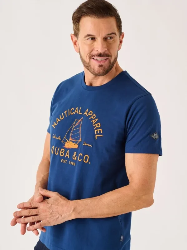 Quba & Co Marine Blue Lifestyle Nautical Graphic T-Shirt - Darton Outlet