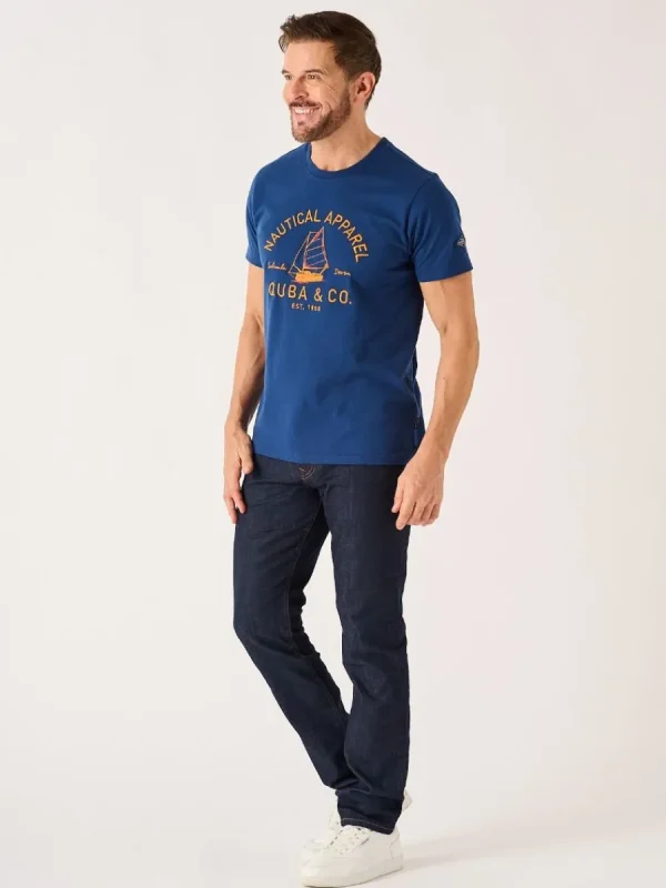 Quba & Co Marine Blue Lifestyle Nautical Graphic T-Shirt - Darton Outlet