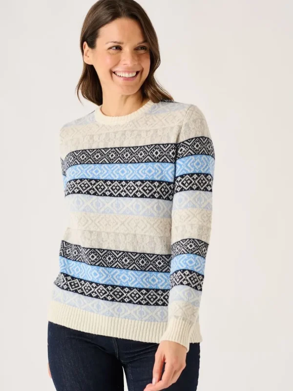 Quba & Co Multicoloured Blue Lambswool Rich Fairisle Style Jumper - Farla Best