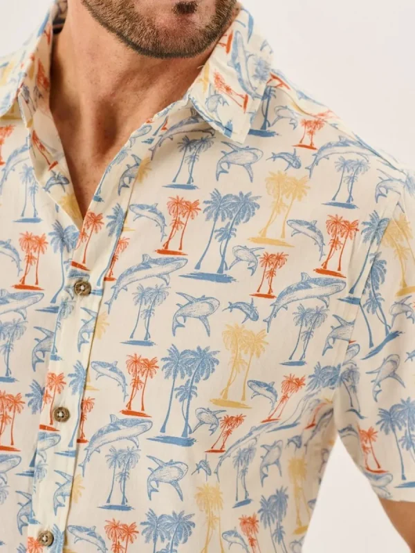 Quba & Co Multicoloured Nautical Print Short Sleeve Slub Shirt - Shey Sale