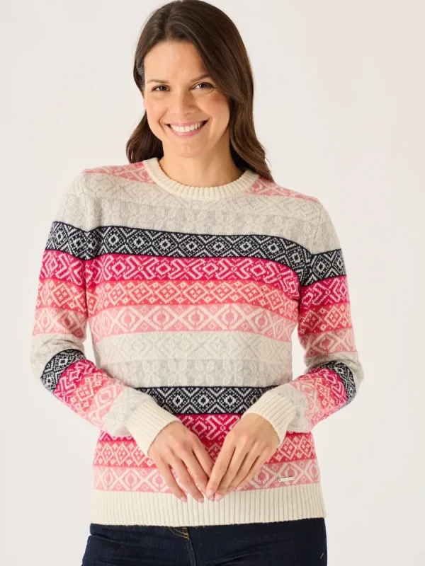Quba & Co Multicoloured Pink Lambswool Rich Fairisle Style Jumper - Farla Best