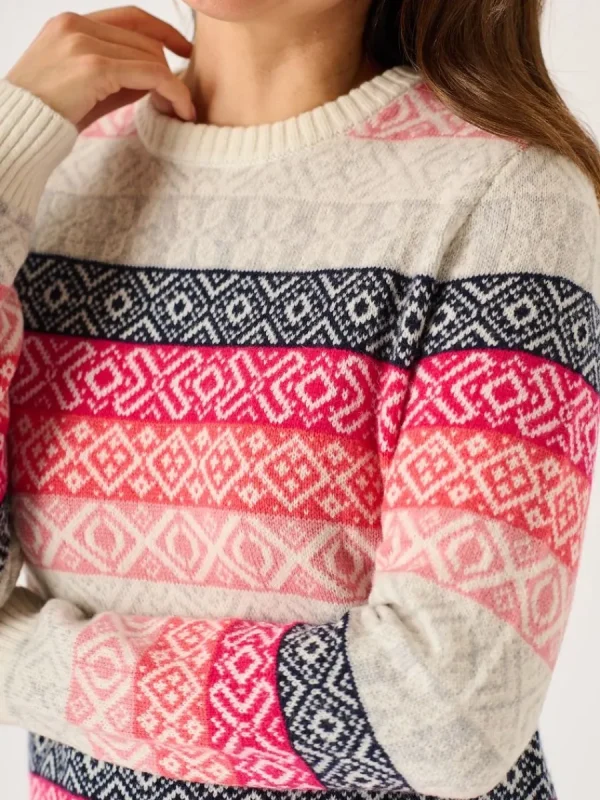 Quba & Co Multicoloured Pink Lambswool Rich Fairisle Style Jumper - Farla Best