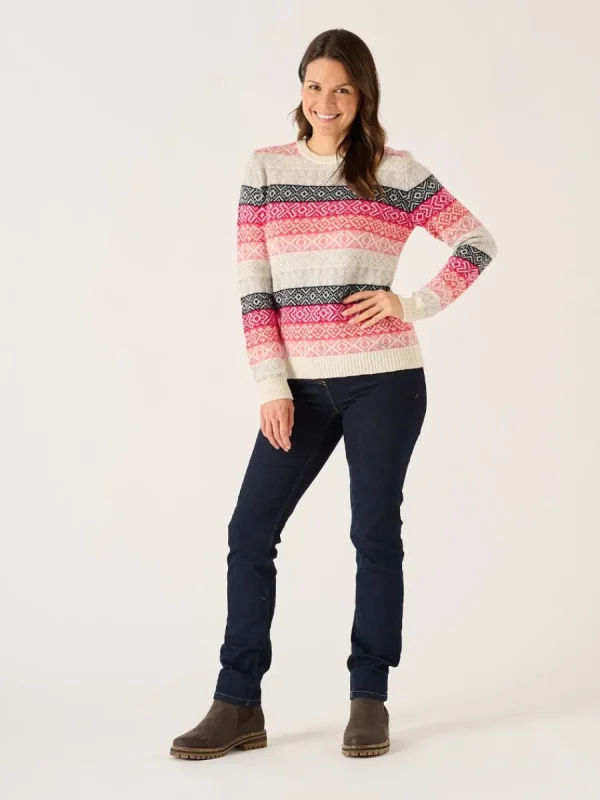 Quba & Co Multicoloured Pink Lambswool Rich Fairisle Style Jumper - Farla Best