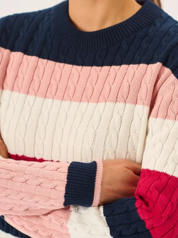 Quba & Co Multicoloured Striped Cable Knit Jumper - Gilda Discount