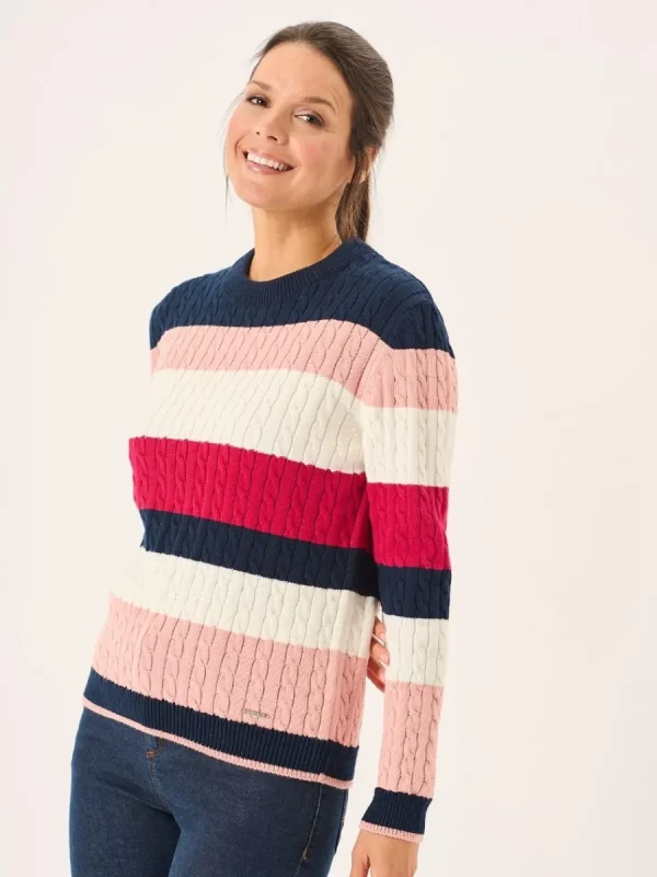 Quba & Co Multicoloured Striped Cable Knit Jumper - Gilda Discount
