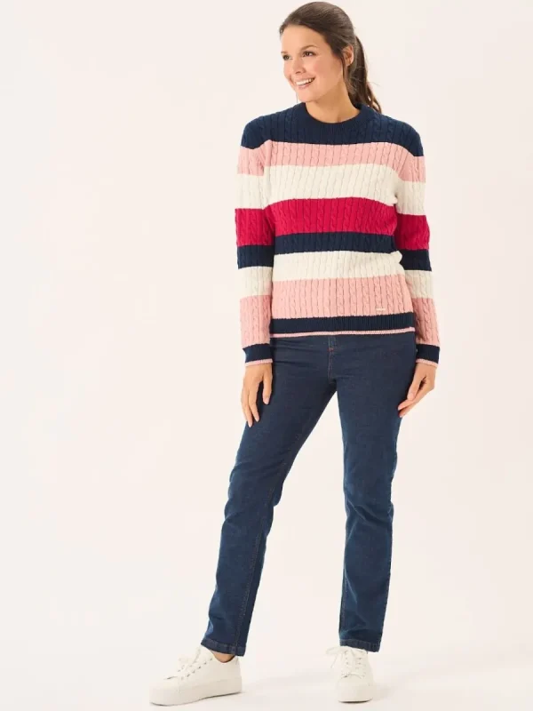 Quba & Co Multicoloured Striped Cable Knit Jumper - Gilda Discount