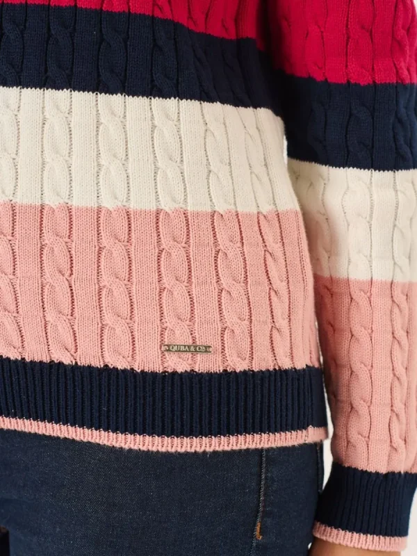 Quba & Co Multicoloured Striped Cable Knit Jumper - Gilda Discount