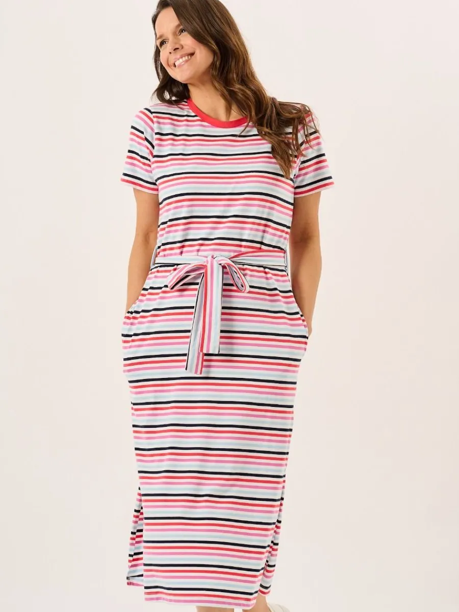 multicoloured_striped_sho_0.webp Quba & Co Multicoloured Striped Short Sleeved Jersey Dress - Suki New