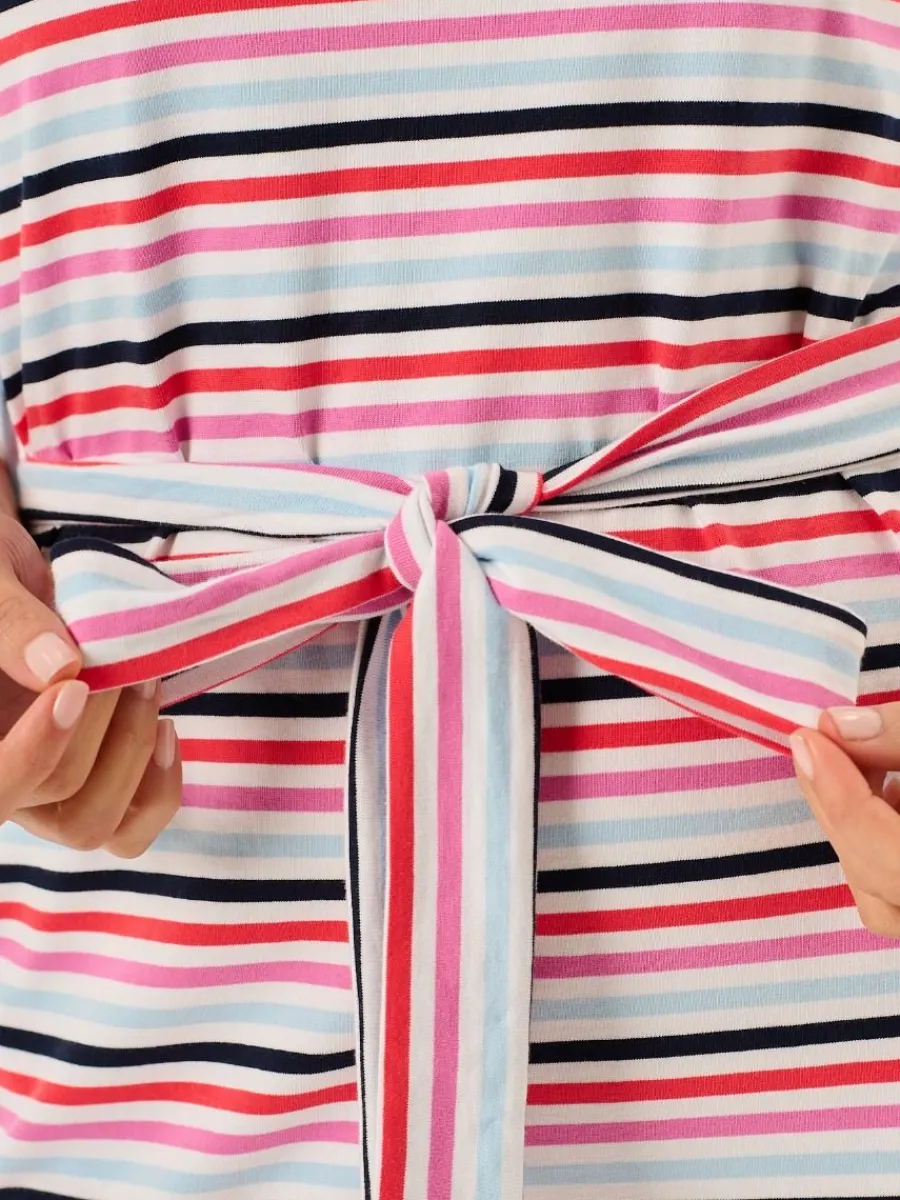 multicoloured_striped_sho_7.webp Quba & Co Multicoloured Striped Short Sleeved Jersey Dress - Suki New