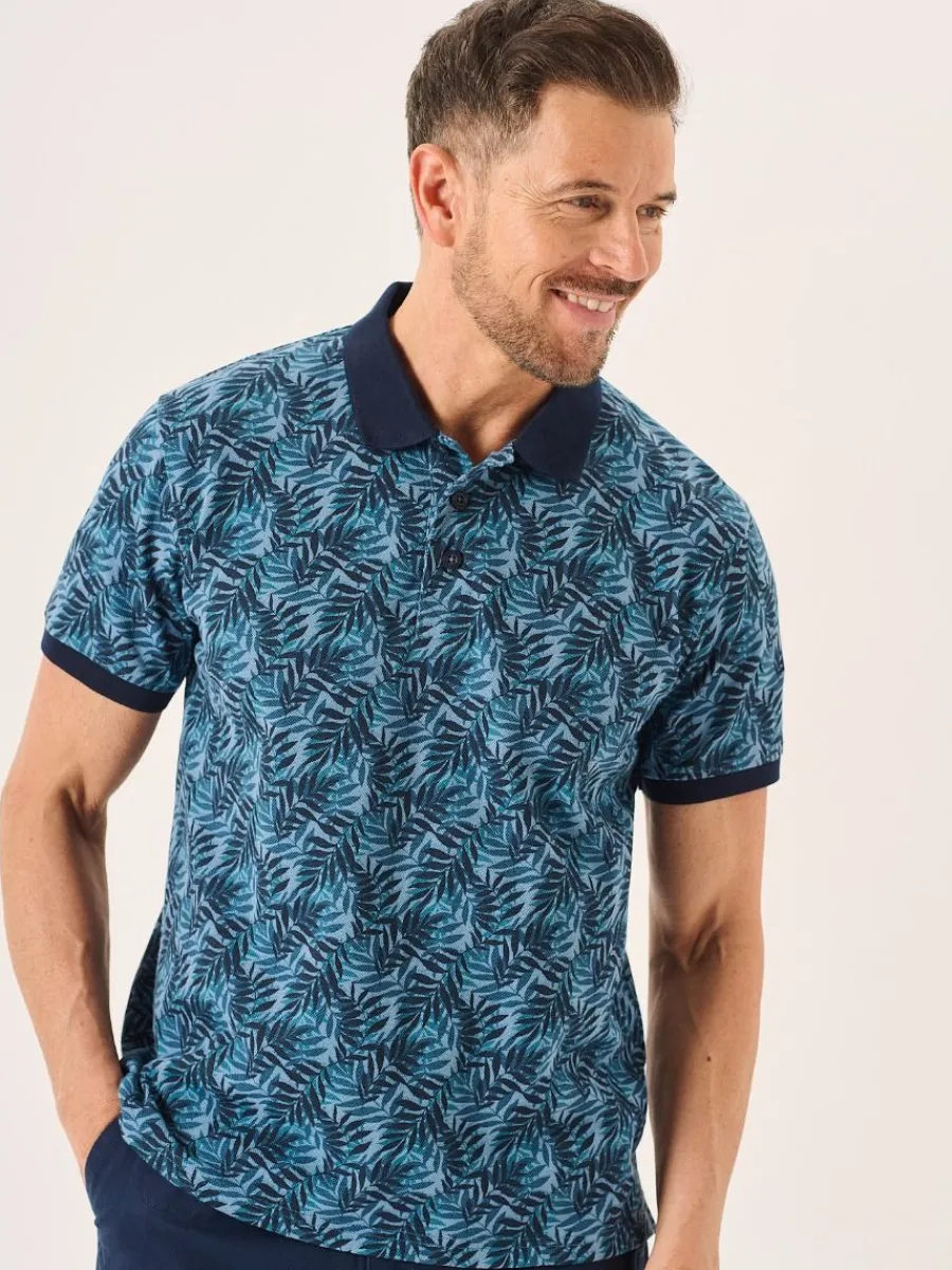 navy_and_blue_palm_leaf_p_0.webp Quba & Co Navy And Blue Palm Leaf Print Polo Shirt - Elias New