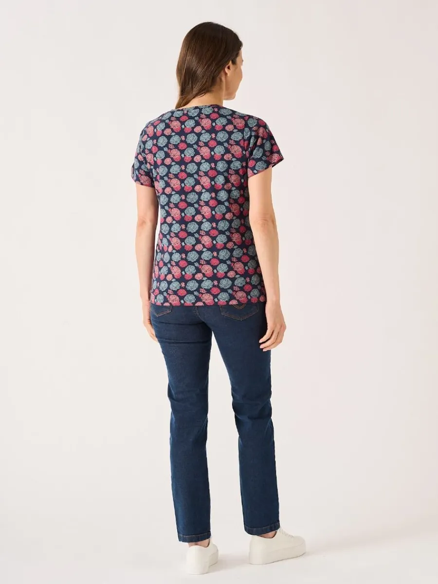 navy_and_coral_floral_pri_4.webp Quba & Co Navy And Coral Floral Printed T- Shirt - Carlene Hot