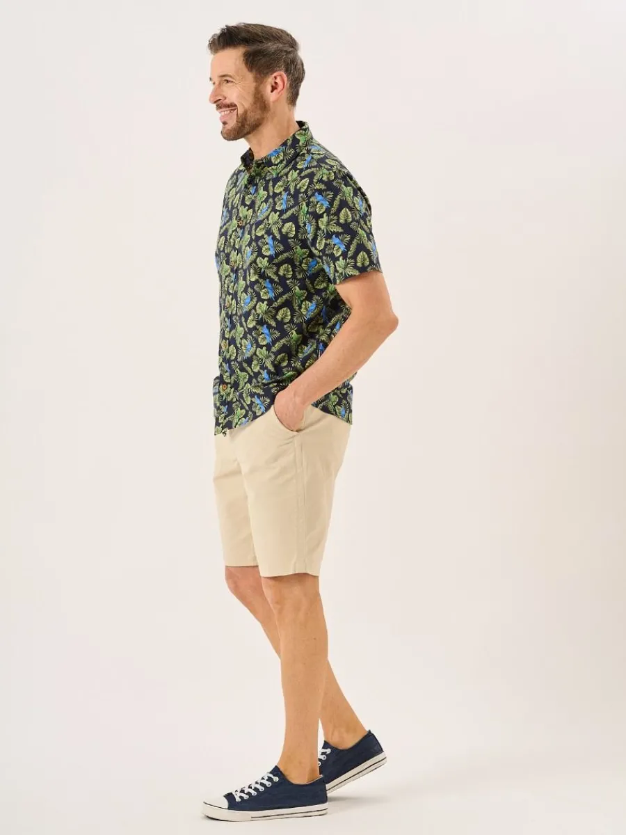 navy_and_green_tropical_p_6.webp Quba & Co Navy And Green Tropical Print Short Sleeve Oxford Shirt - Pritchard Best
