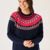 Quba & Co Navy And Multicoloured Fairisle Style Knitted Lambswool Rich Jumper - Flores Best