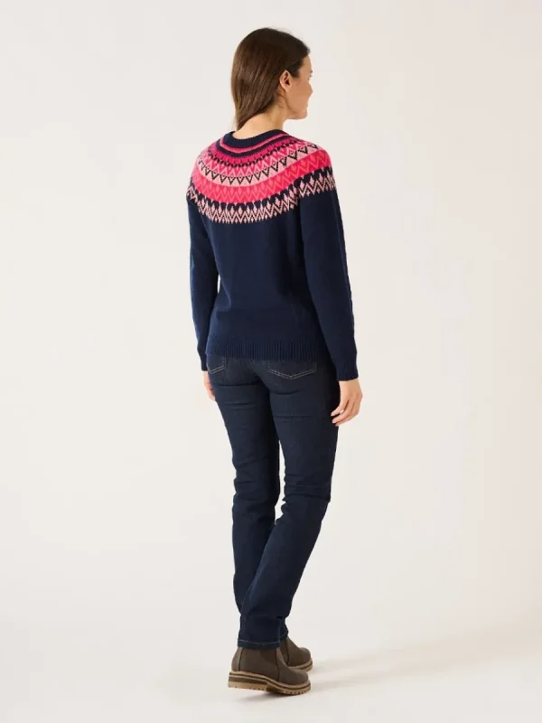 Quba & Co Navy And Multicoloured Fairisle Style Knitted Lambswool Rich Jumper - Flores Best