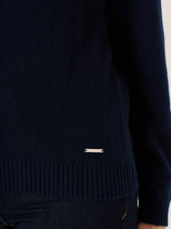 Quba & Co Navy And Multicoloured Fairisle Style Knitted Lambswool Rich Jumper - Flores Best