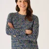 Quba & Co Navy And Multicoloured Floral Print Striped Long Sleeve T-Shirt - Fliss Sale