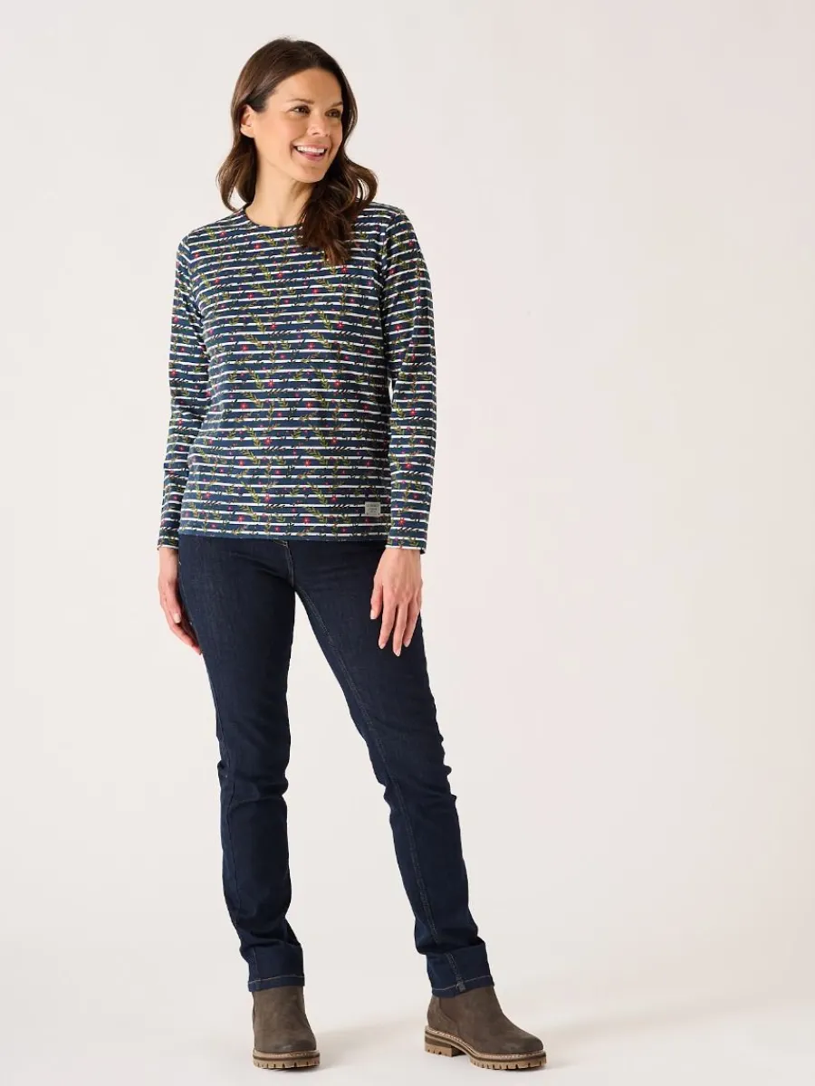 navy_and_multicoloured_fl_3.webp Quba & Co Navy And Multicoloured Floral Print Striped Long Sleeve T-Shirt - Fliss Sale