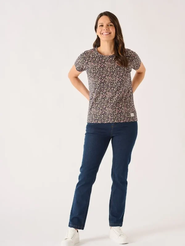 Quba & Co Navy And Pink Floral Ditsy Print T-Shirt - Elisa Best
