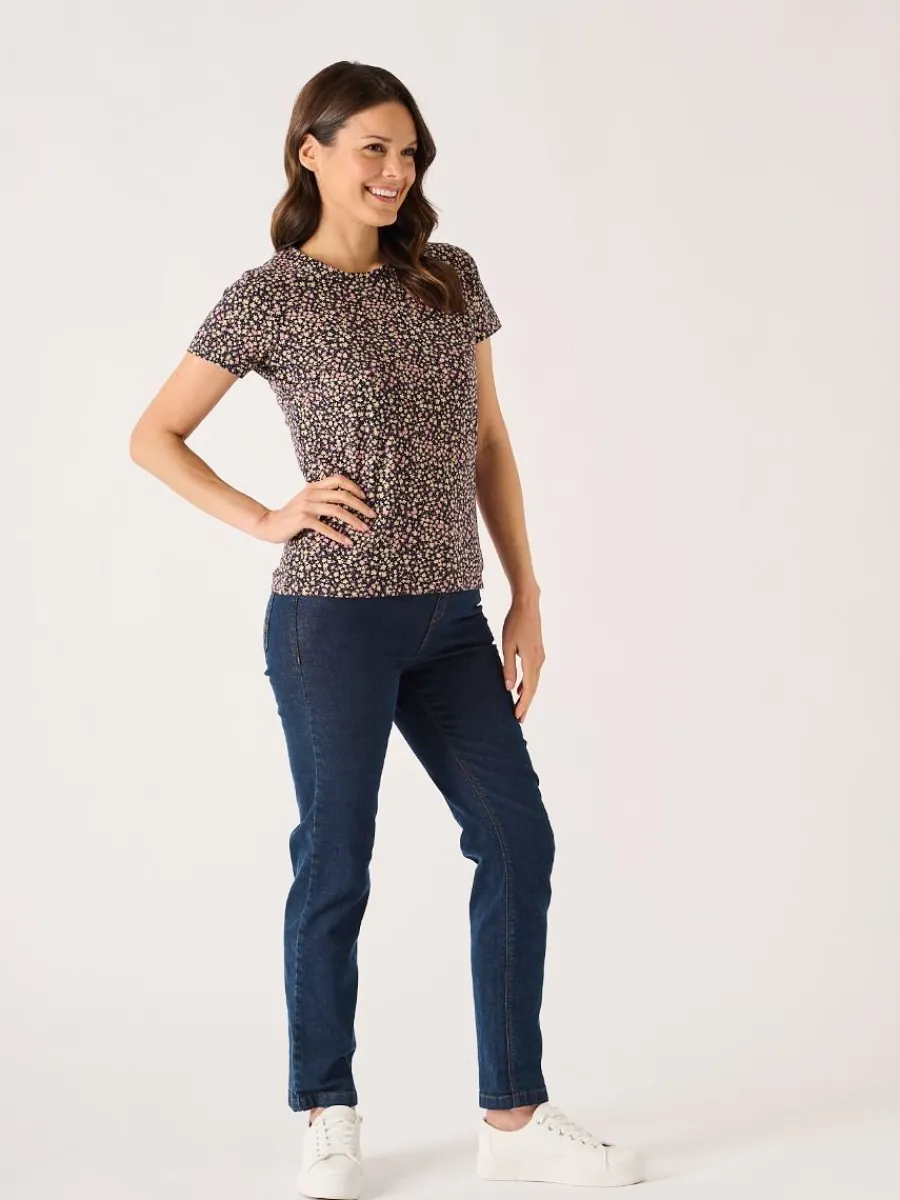 navy_and_pink_floral_dits_6.webp Quba & Co Navy And Pink Floral Ditsy Print T-Shirt - Elisa Best