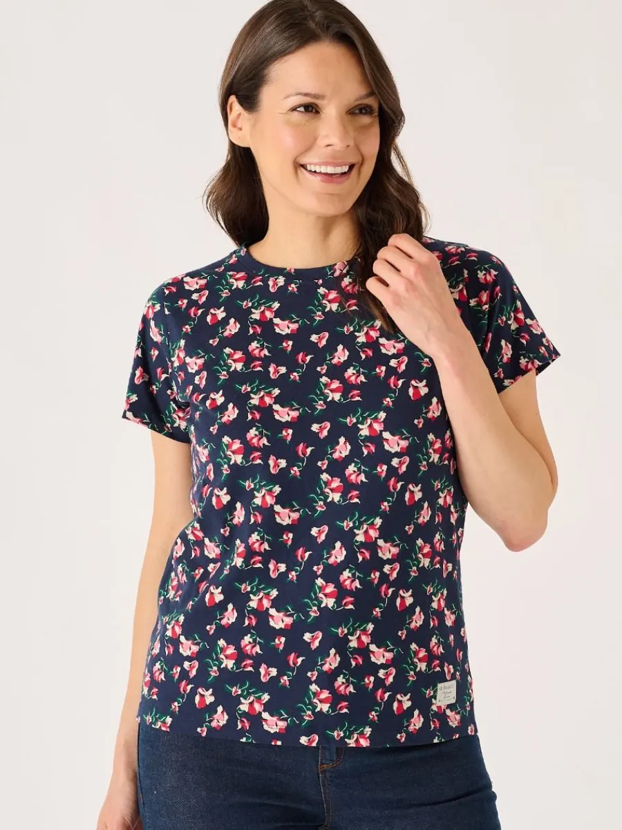 navy_and_pink_floral_prin_0.webp Quba & Co Navy And Pink Floral Printed T- Shirt - Meral Clearance