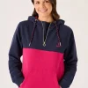 Quba & Co Navy And Pomegranate Colour Block Half Zip Hoodie - Farley Clearance