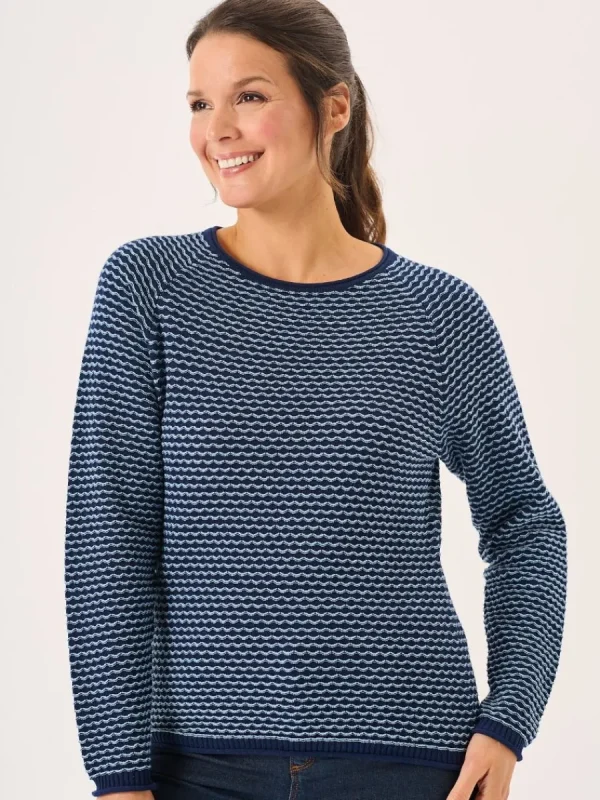 Quba & Co Navy And Sky Blue Raglan Textured Knit Jumper - Bardo Best