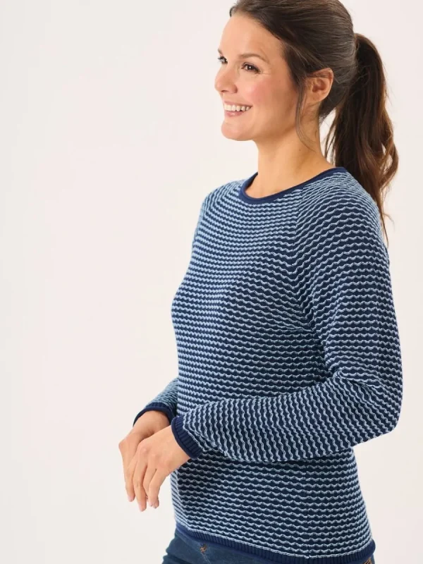 Quba & Co Navy And Sky Blue Raglan Textured Knit Jumper - Bardo Best