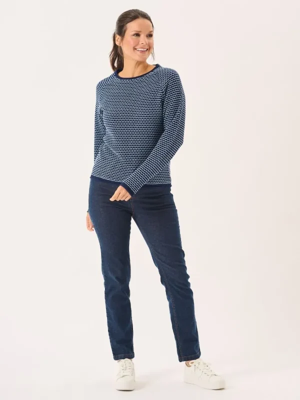 Quba & Co Navy And Sky Blue Raglan Textured Knit Jumper - Bardo Best