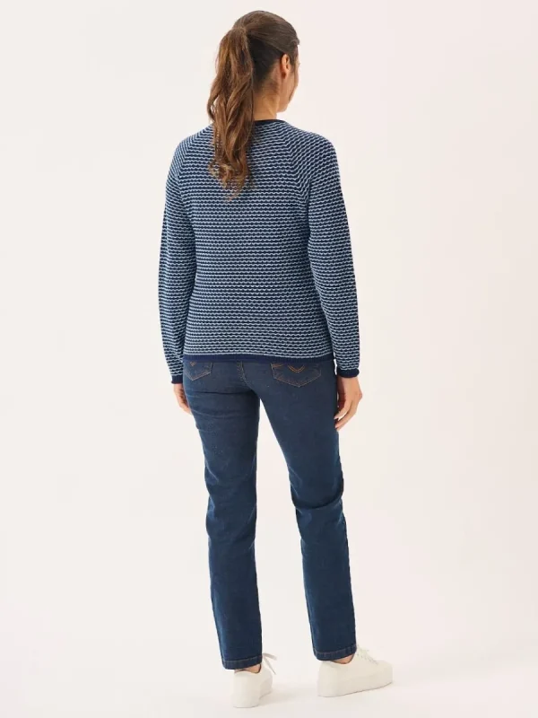 Quba & Co Navy And Sky Blue Raglan Textured Knit Jumper - Bardo Best