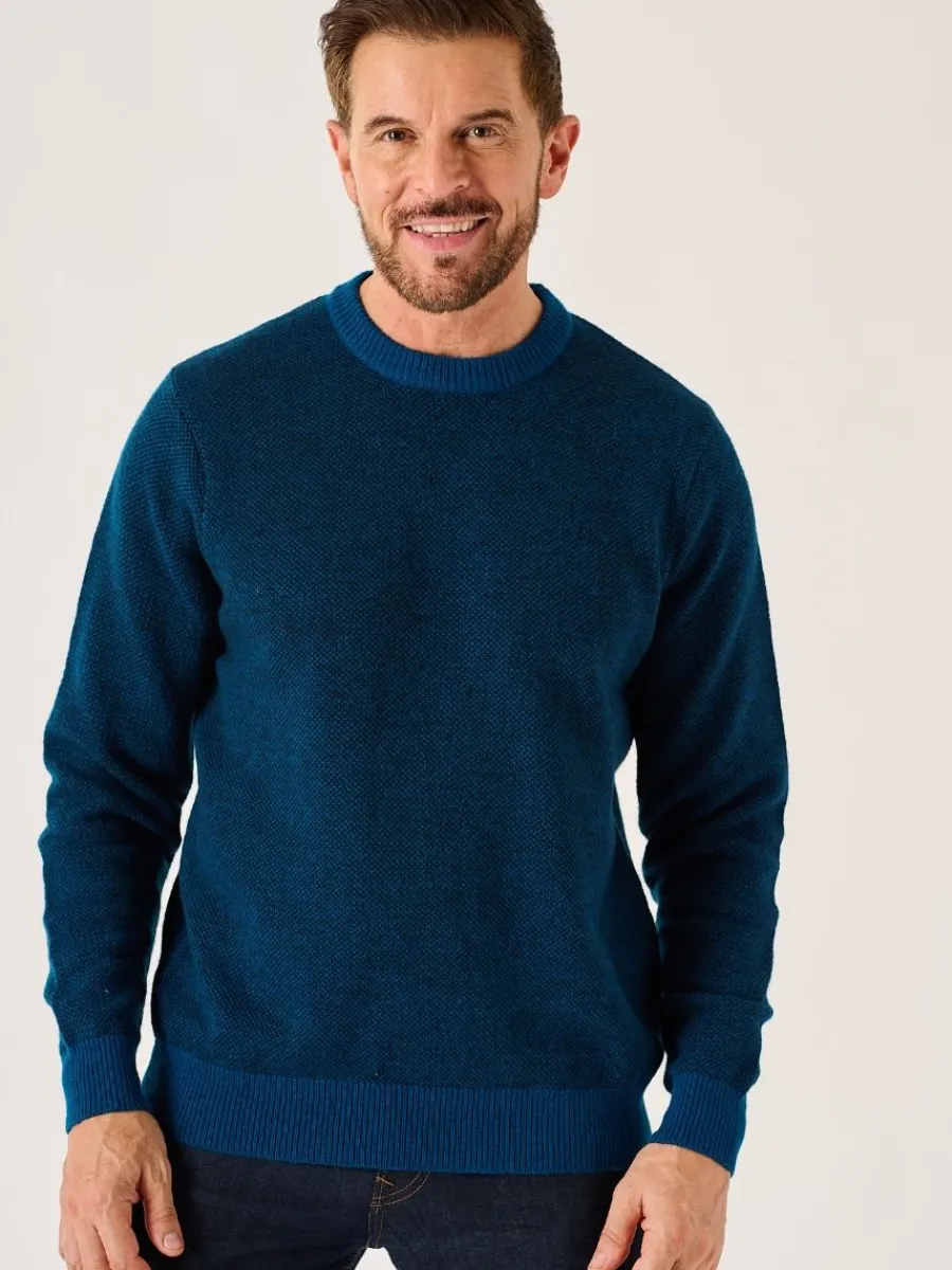 navy_and_teal_merino_rich_0.webp Quba & Co Navy And Teal Merino Rich Lifestyle Textured Jumper - Bramhill Outlet