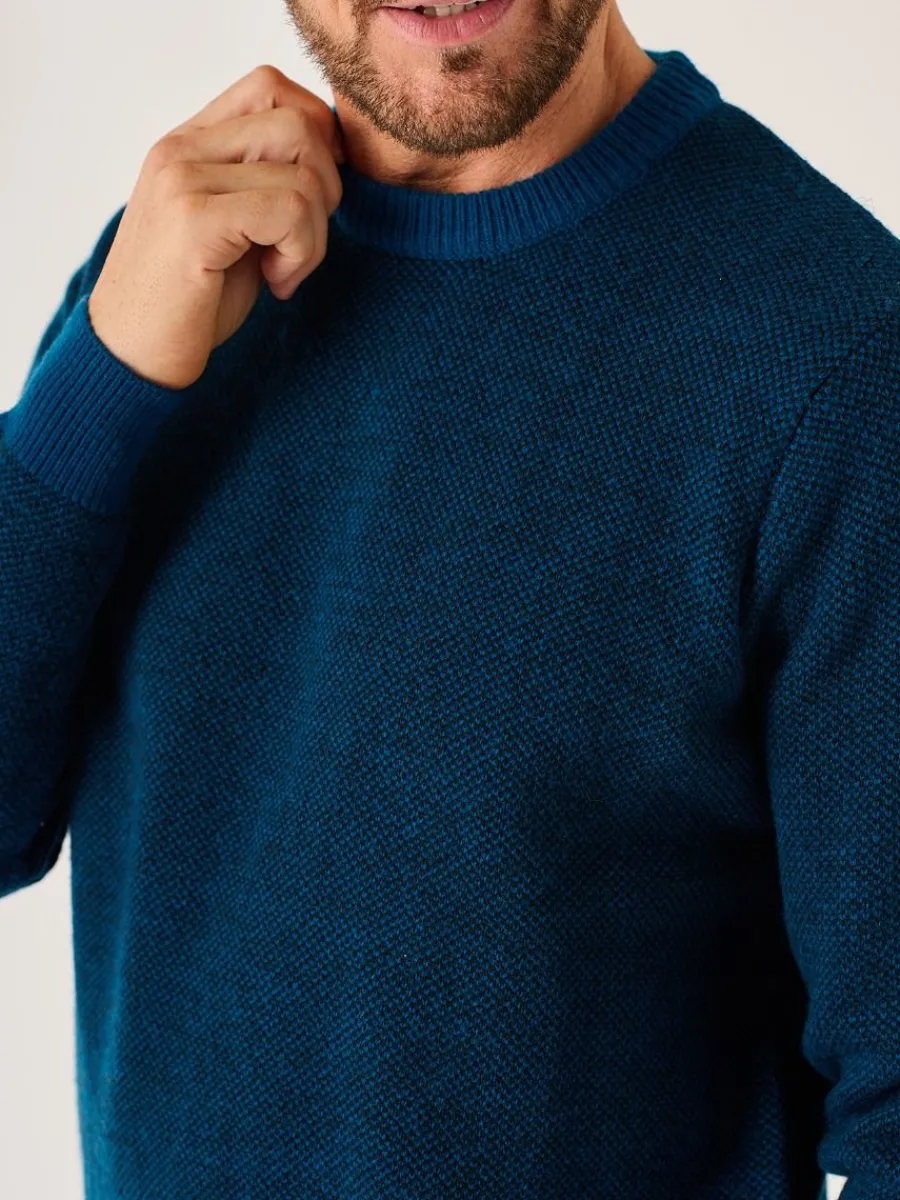 navy_and_teal_merino_rich_1.webp Quba & Co Navy And Teal Merino Rich Lifestyle Textured Jumper - Bramhill Outlet